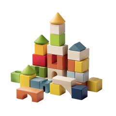 Children&rsquo;s Play Blocks Set Mockup Isolated on Transparent Background