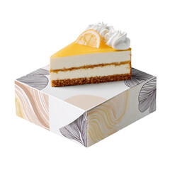 Cake Slice Packaging Box Mockup Isolated on Transparent Background