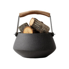 Camping Cooking Pot with Handle Realistic Mockup Isolated