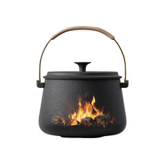 Campfire Pot with Handle Mockup Isolated on Transparent Background