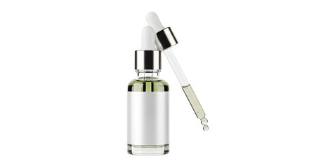 Obraz premium Elegant glass dropper bottle with liquid cosmetic product presentation beauty serum skincare isolated on transparent background