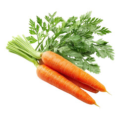 Fresh Carrot Vegetable with Green Leaves Isolated on Transparent Background
