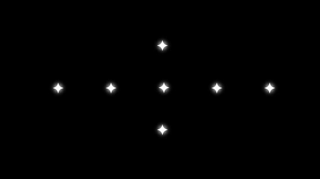 Twinkling star motion graphics with black screen background.star sparkle vector doodles, glowing light effect, retro shine movement,fast glowing line motion.4K