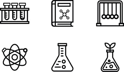 Science and Laboratory Line Icon Set – Education and Research Outline Icons