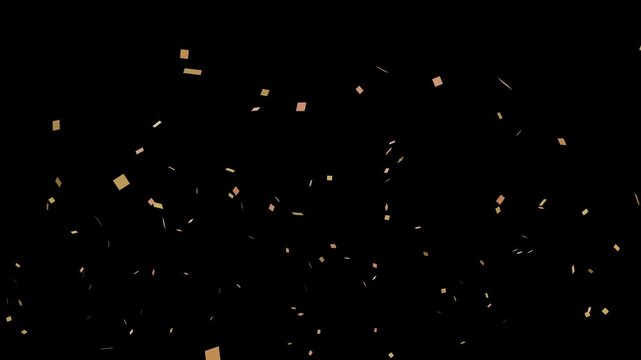 Colorful fireworks confetti explodes on white background, animation of the explosion and fall of confetti in 4k video. confetti bomb effect from the inside glitter background with gold slowly falling