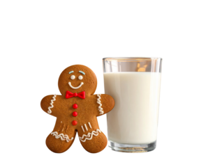 - Christmas Cookie and Milk Glass Pair, isolated on transparent background (2)