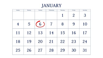 Marking the 6 January date on the calendar with a circle