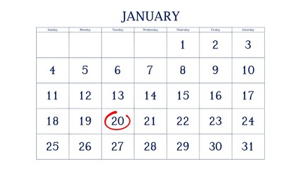 Marking the 20 January date on the calendar with a circle