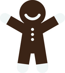 Gingerbread Man Christmas Icon Vector Illustration, Classic Holiday Cookie Character for Winter, Xmas Decoration Design