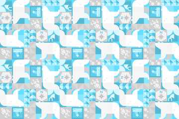 Obraz premium Geometric Polar Bear Seamless Pattern