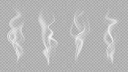 Realistic steam or smoke on hot tea, coffee, food. PNG Stock royalty free