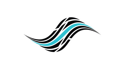 Obraz premium Black White and Blue Abstract Wave Design Element