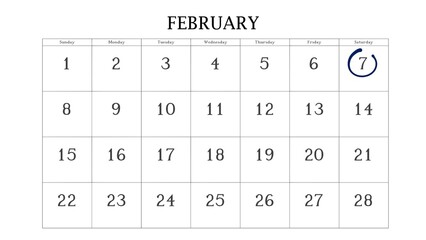 Marking the 7 February date on the calendar with a circle