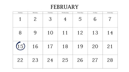 Marking the 15 February date on the calendar with a circle