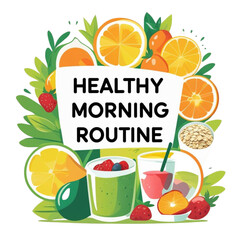 Healthy Morning Routine Breakfast Illustration