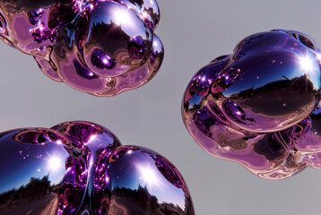 Vibrant Gradient Metallic Fluid Abstract Shapes