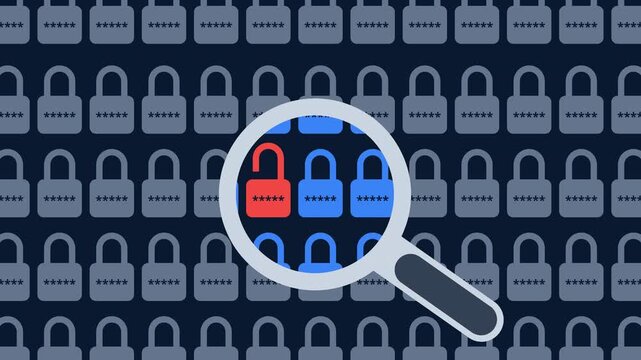 Cybersecurity vulnerability scan seamless loop finding red threat animation