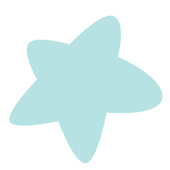 Cute teal star sticker icon, suitable for magical, celebratory themes, or illustrating bold, sparkling, and dynamic decorative designs.