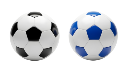 Two soccer balls isolated on transparent background