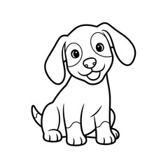 A cute cartoon puppy with a smiling face and floppy ears