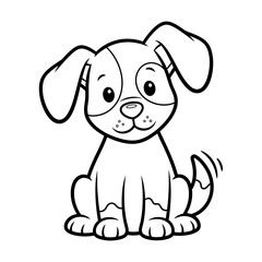 Cute cartoon dog sitting and smiling