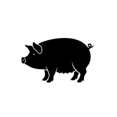 Black silhouette of a pig