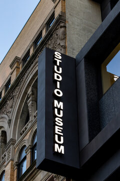New York, NY USA  The front facade and sign for the Studio Museum in Harlem.