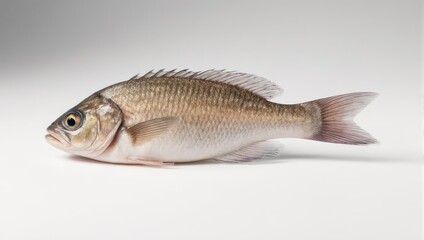 Fototapeta premium Isolated silver seabream fish on white background, side view.