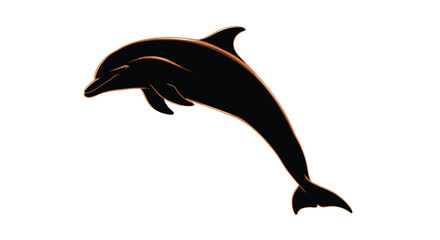 Fototapeta premium Black Dolphin Jumping Isolated on White Background