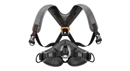Robust professional safety harness for secure fall protection in industrial work; essential equipment for climbing, rescue, and high-altitude occupational safety applications