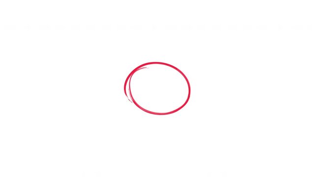 animated hand-drawn red circle highlight , scribble oval stop motion sketch loop with Transparent background