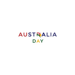 Patriotic australia day text design with national colors and map outline isolated on transparent background