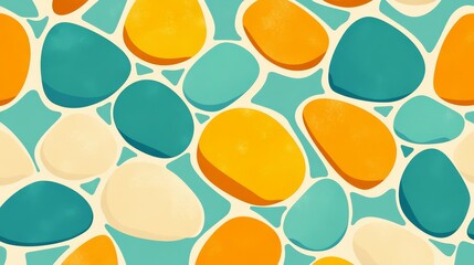 Vibrant abstract pattern illustrating dynamic interplay of orange and blue hues in a seamless design.