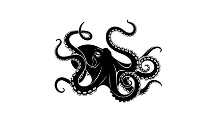 Black Octopus Tattoo Logo Design