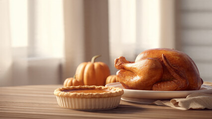 Thanksgiving Roasted chicken with pie