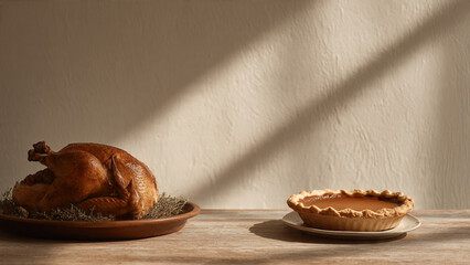 Thanksgiving Roasted chicken and pie