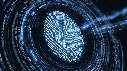 Digital fingerprint identification technology concept, biometric security access, data protection. - Powered by Adobe