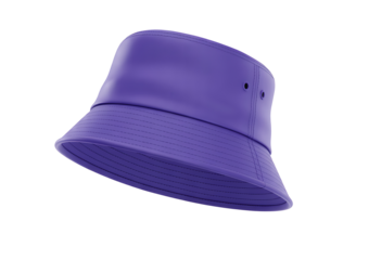 Purple bucket hat isolated on transparent background summer fashion accessory for sun protection and casual wear