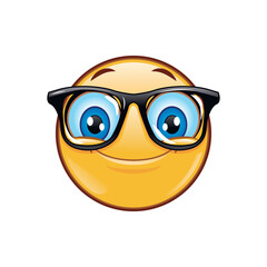 Cute happy smiley emoticon with sunglasses