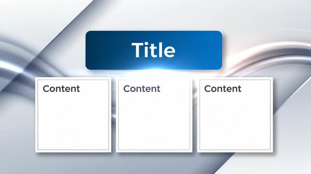 Modern Vector Presentation Slide Template with Blue Title Box and Three White Content Boxes
