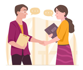 Businessperson Shaking Hands for Collaborate to Working for Co-Working and Business Partnership Concept Illustration
