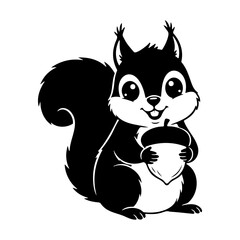 Cute squirrel holding nut