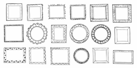 Hand drawn frames collection decorative borders sketch style vector illustration