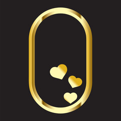 Golden Oval Frame with Love Hearts