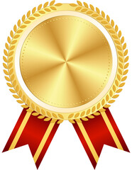 Gold Award Badge with Red Ribbon
