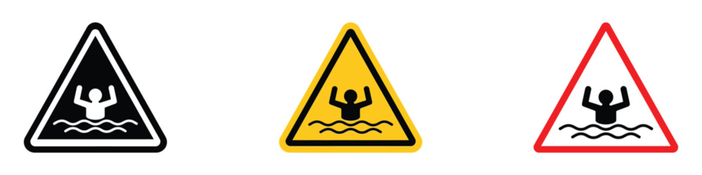 Risk of drowning warning icon vector. potential water hazard warning symbol. vector illustration.