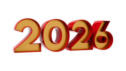 Bold 3D 2026 Year in Red and Gold