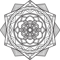Mandala isolated on the white background. Template for coloring book page. Oriental mystical pattern. Flower pattern style