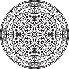 Mandala isolated on the white background. Template for coloring book page. Symmetry design