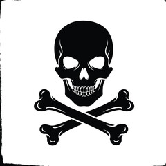 Skull and crossbones vector illustration for pirate and danger warning concepts on a transparent background.